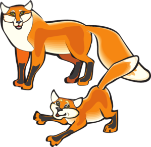 Parent And Child Foxes Clip Art